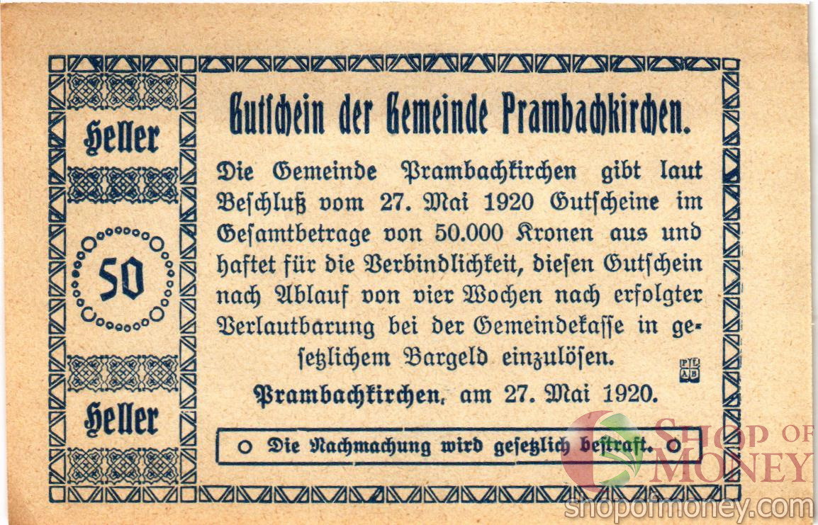 АВСТРИЯ 50 ХЕЛЛЕРОВ (НОТГЕЛЬД) мини 2