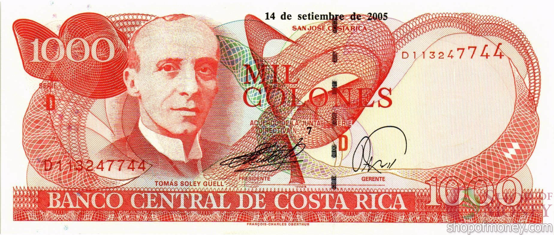 КОСТА-РИКА 1000 КОЛОН мини 1