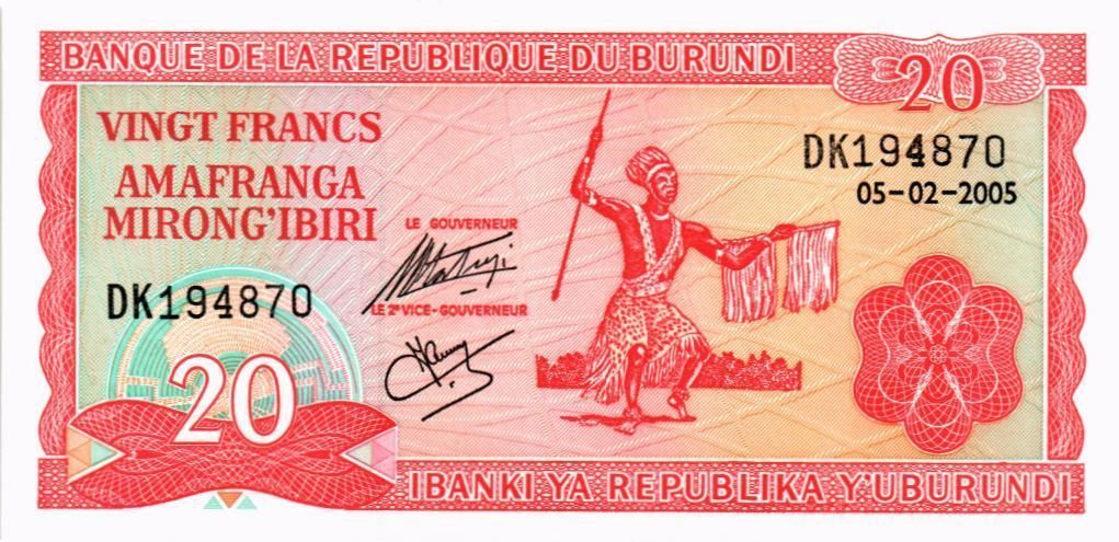 БУРУНДИ 20 ФРАНКОВ мини 1