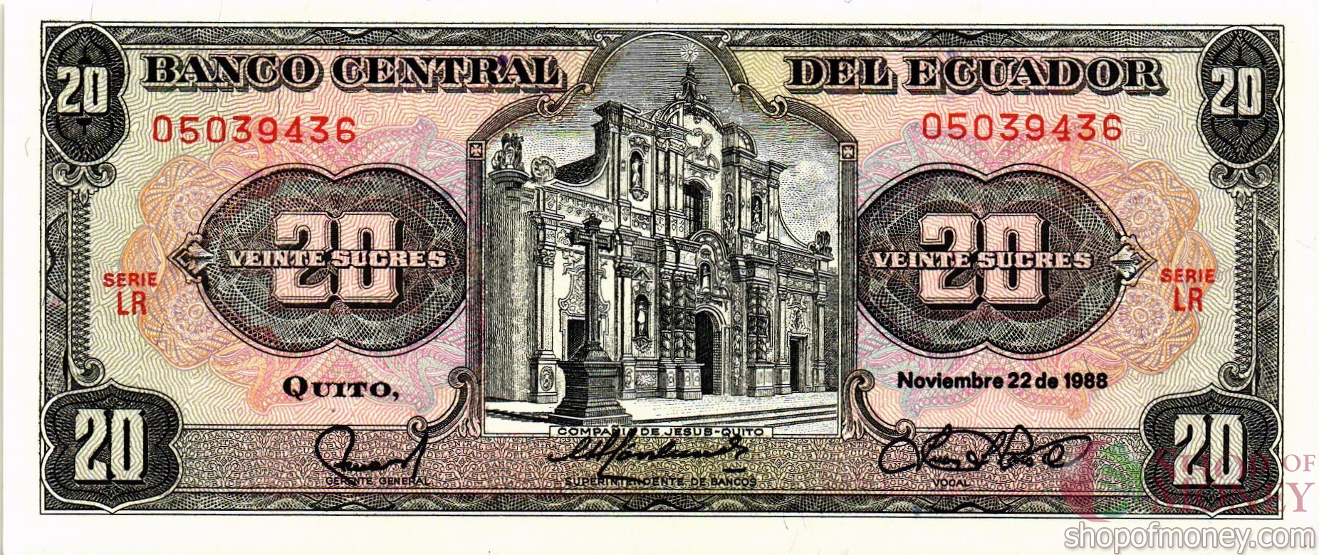 ЭКВАДОР 20 CУКРКЕ (22.11.1988) мини 1