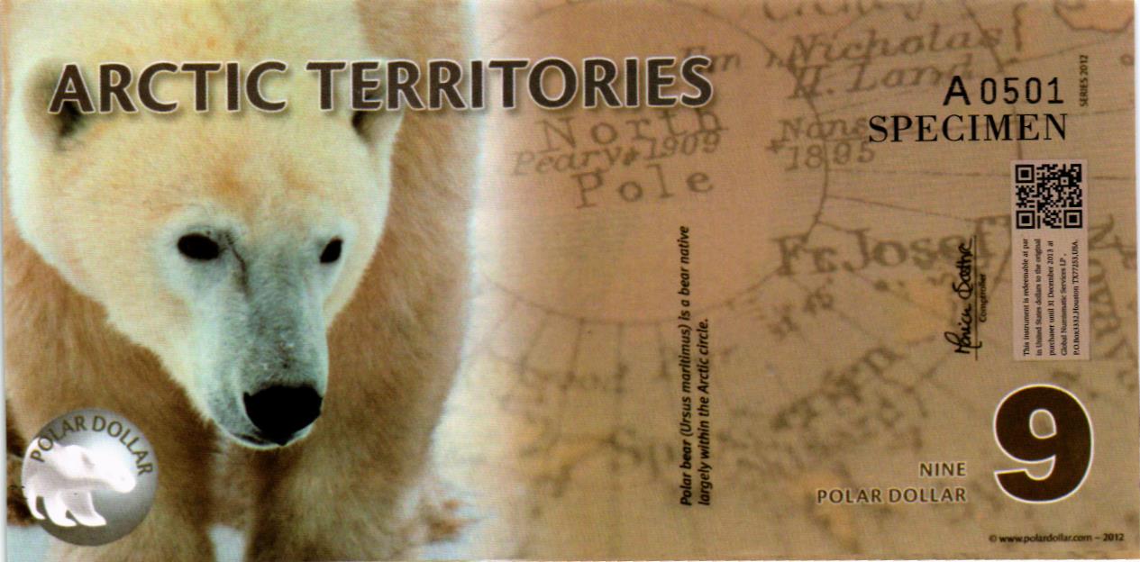 АРКТИЧЕСКИЕ ТЕРРИТОРИИ 9 ДОЛЛАРОВ (ОБРАЗЕЦ) мини 1