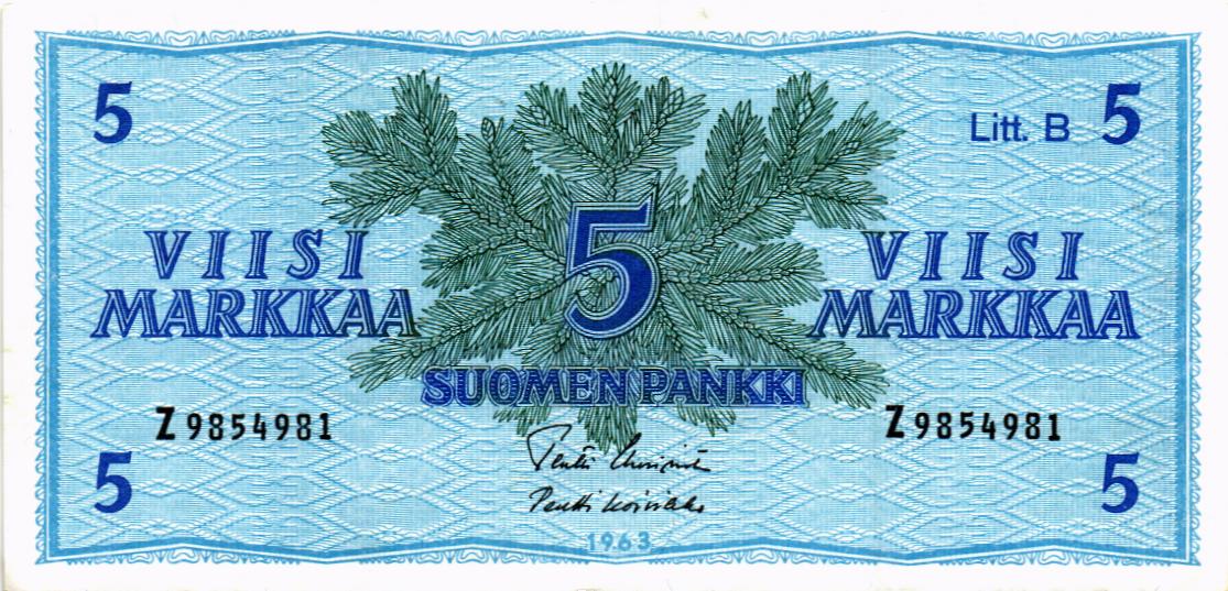 ФИНЛЯНДИЯ 5 МАРОК (Litt. B)