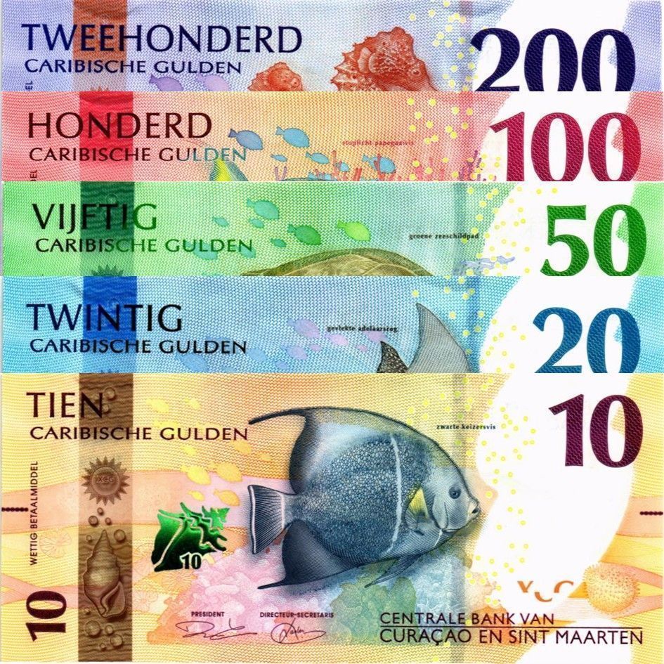 КЮРАСАО И СИНТ-МАРТЕН НАБОР 10-20-50-100-200 ГУЛЬДЕНОВ мини 1