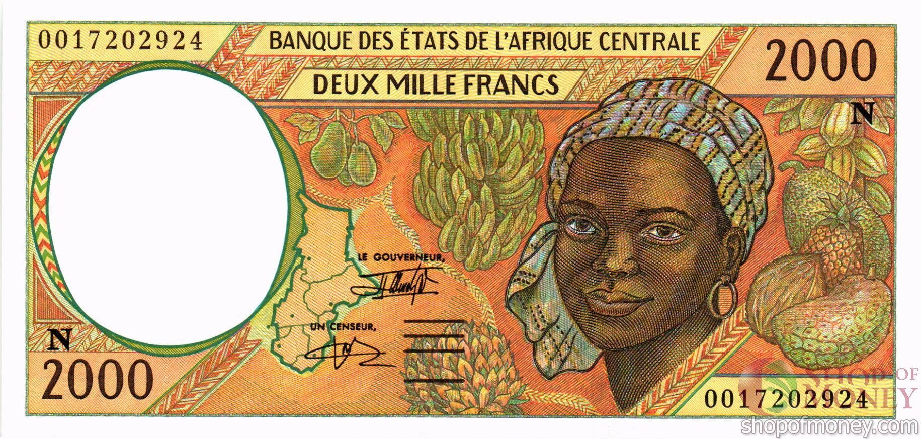 ГОСУДАРСТВА ЦЕНТРАЛЬНОЙ АФРИКИ (-N- ЭКВАТОРИАЛЬНАЯ ГВИНЕЯ) 2000 ФРАНКОВ
