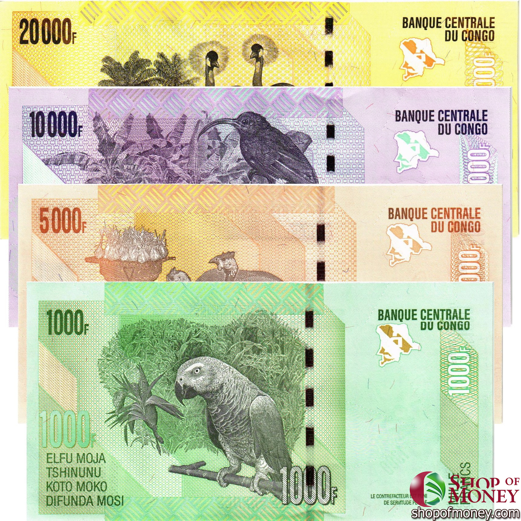 КОНГО ДР 20000-10000-5000-1000 ФРАНКОВ мини 2