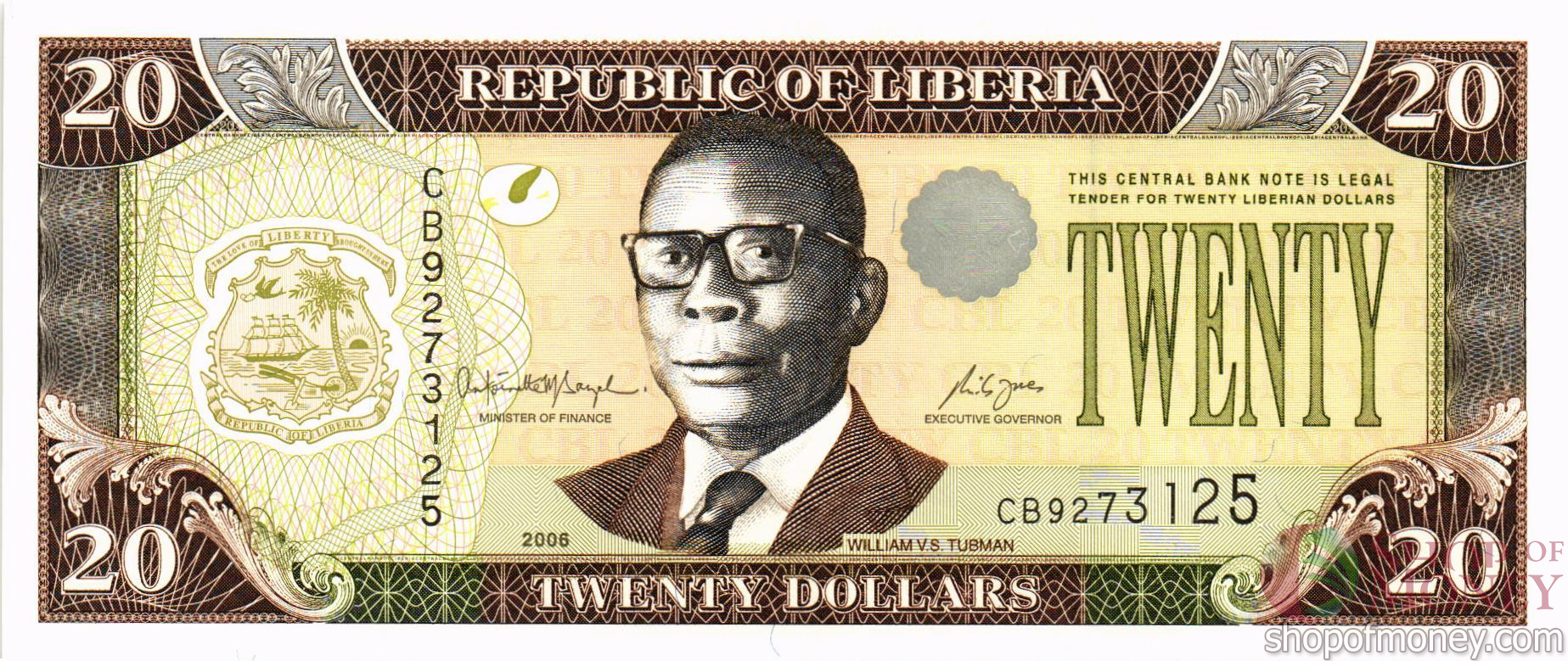 ЛИБЕРИЯ 20 ДОЛЛАРОВ мини 1