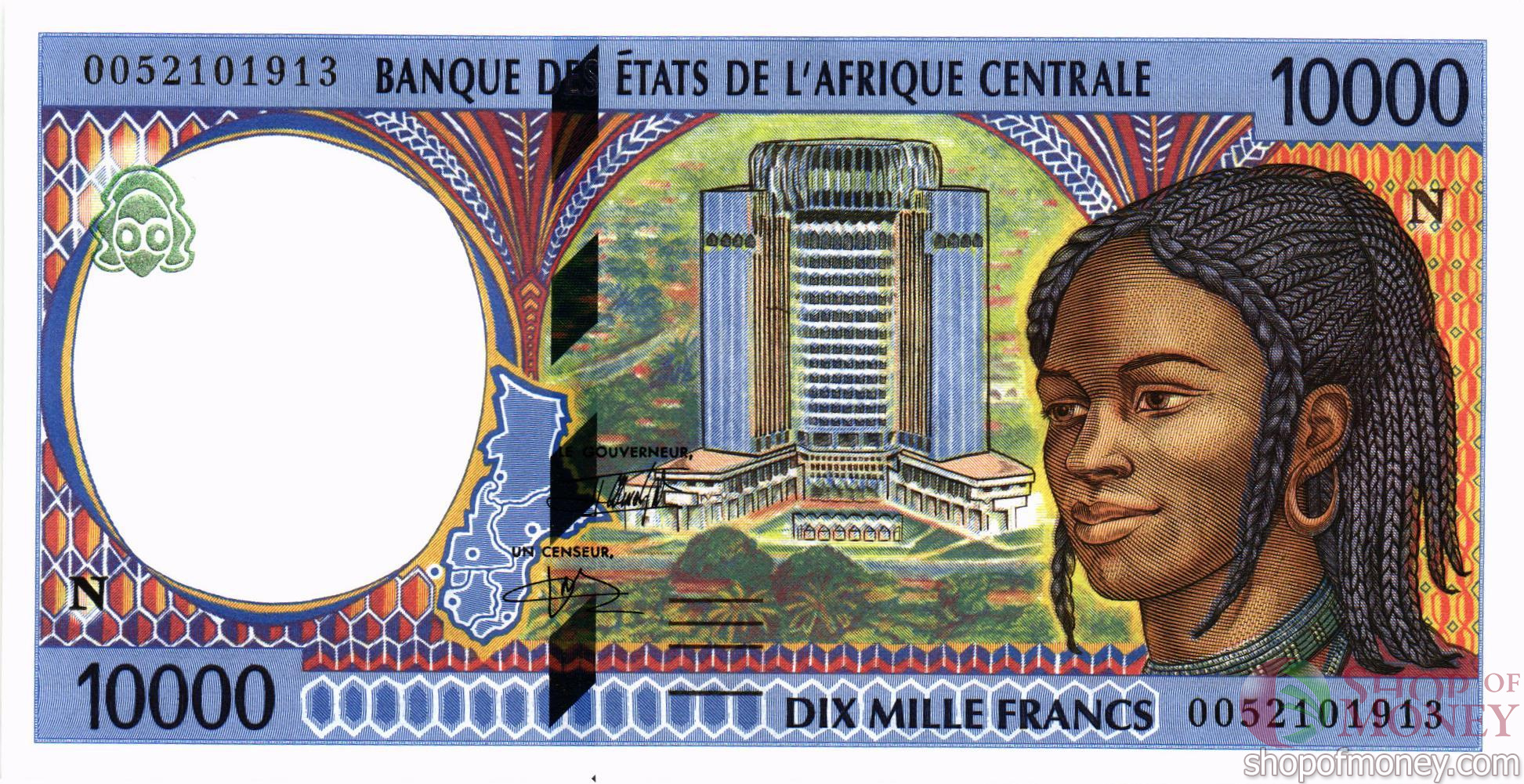 ГОСУДАРСТВА ЦЕНТРАЛЬНОЙ АФРИКИ (ЭКВАТОРИАЛЬНАЯ ГВИНЕЯ) 10000 ФРАНКОВ