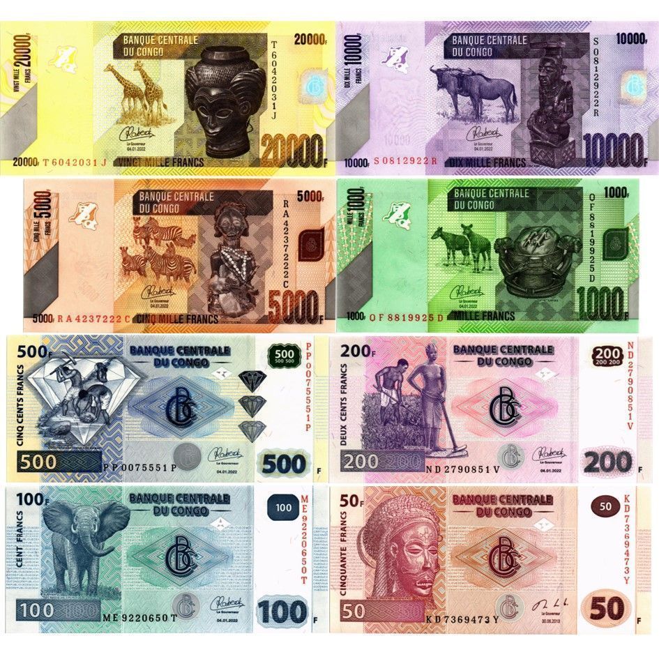 КОНГО ДР НАБОР 20000-10000-5000-1000-500-200-100-50 ФРАНКОВ