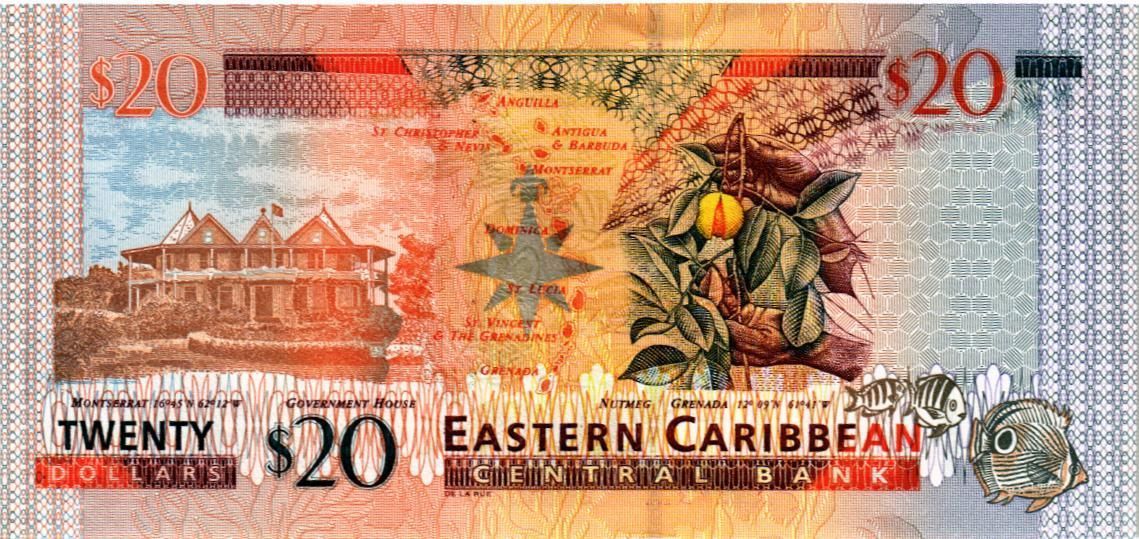 ВОСТОЧНЫЕ КАРИБЫ 20 ДОЛЛАРОВ (K - СЕНТ КИТС) мини 2