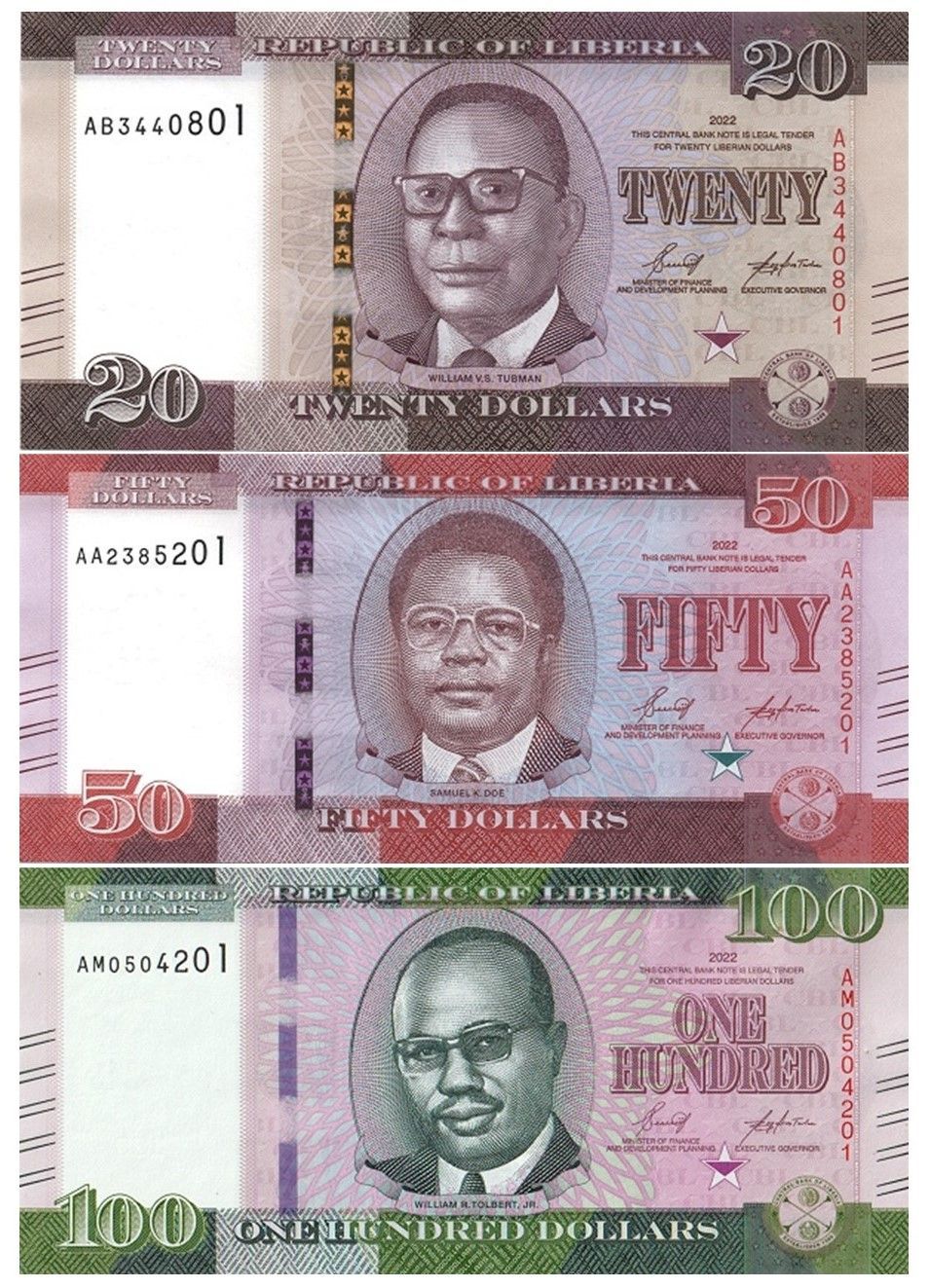 ЛИБЕРИЯ НАБОР 20-50-100 ДОЛЛАРОВ