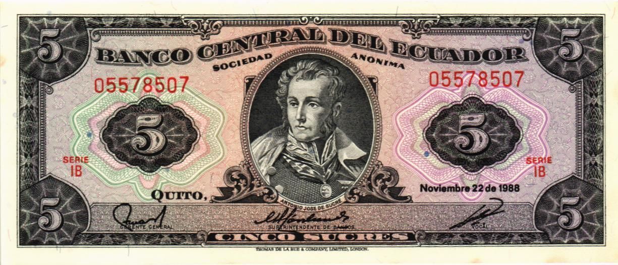 ЭКВАДОР 5 CУКРЕ (22.11.1988) мини 1