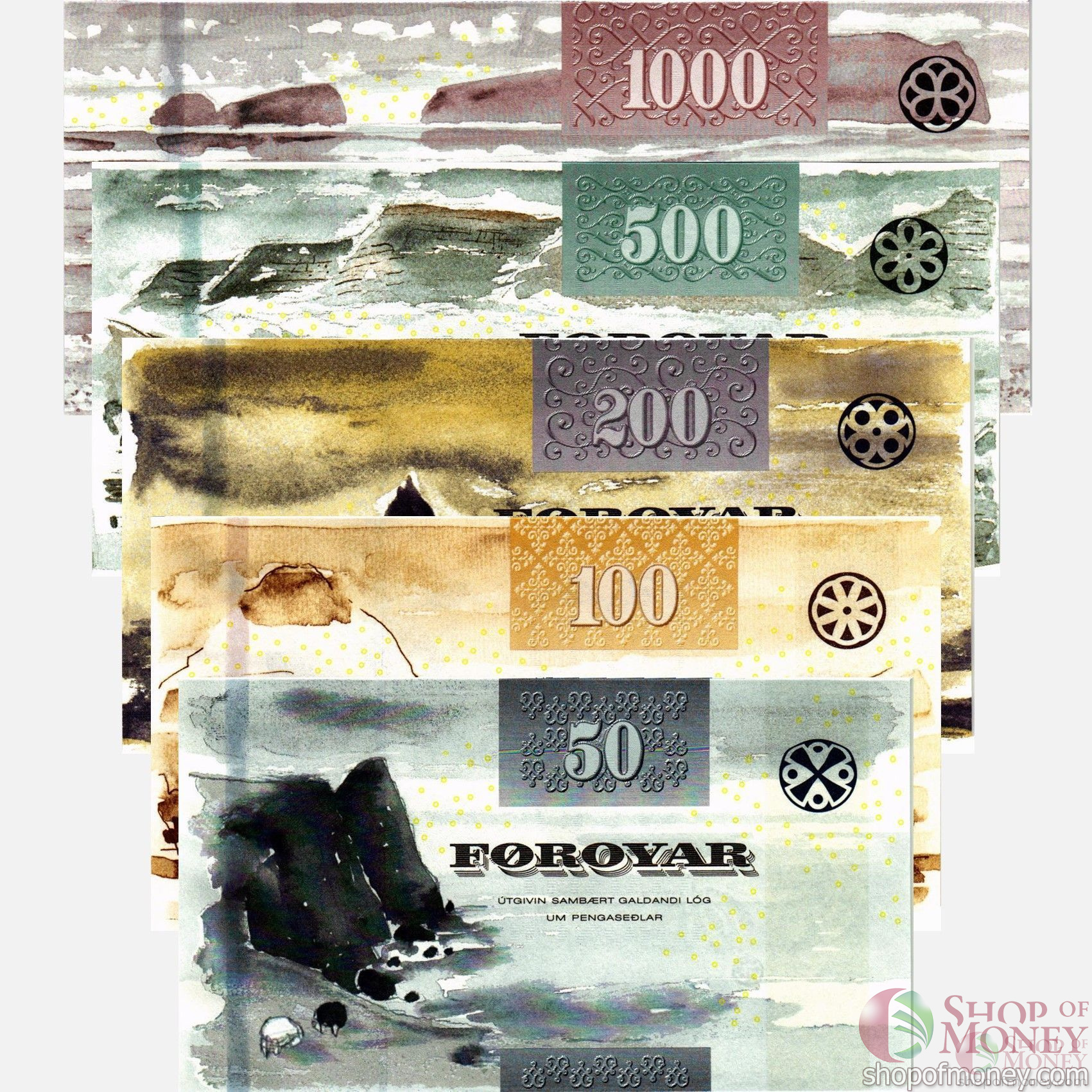 ФАРЕРСКИЕ ОСТРОВА 50 100 200 500 1000 КРОН мини 2