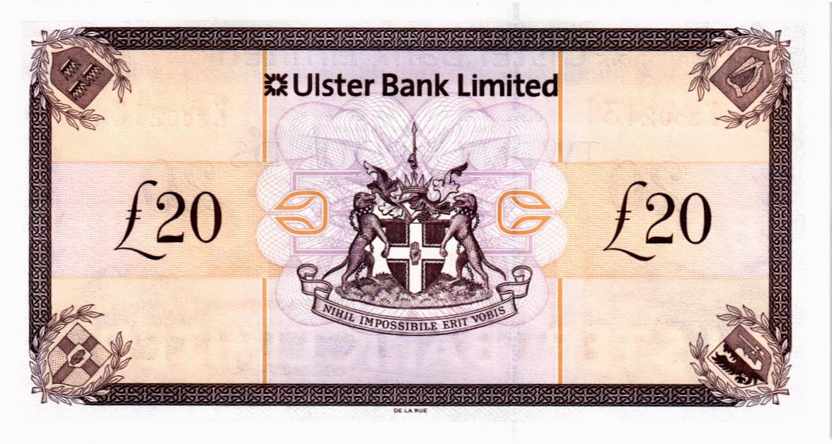 СЕВЕРНАЯ ИРЛАНДИЯ 20 ФУНТОВ (ULSTER BANK) мини 2