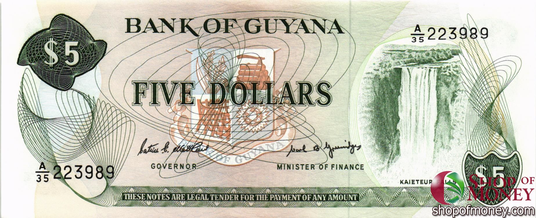 ГАЙАНА 5 ДОЛЛАРОВ мини 1