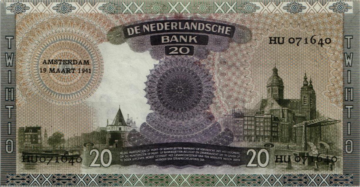 НИДЕРЛАНДЫ 20 ГУЛЬДЕНОВ (19.03.1941) мини 2