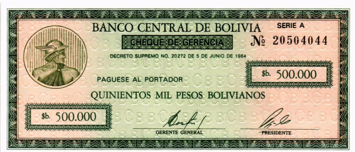 БОЛИВИЯ 500000 БОЛИВИАНОС мини 1