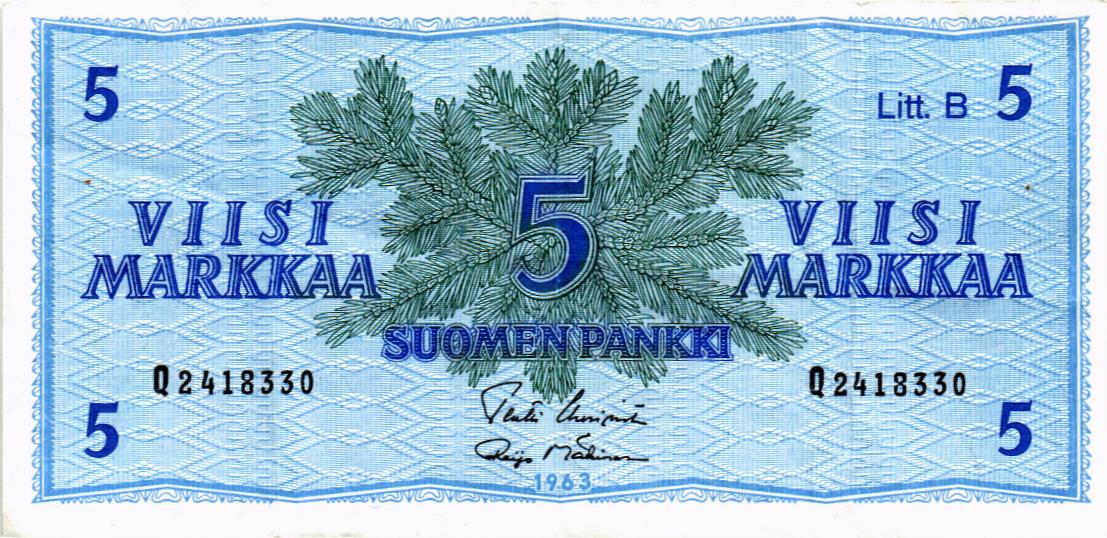 ФИНЛЯНДИЯ 5 МАРОК (Litt. B)