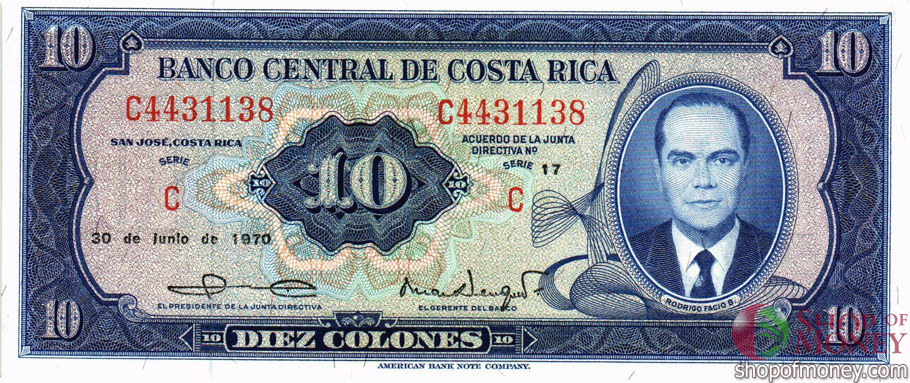 КОСТА-РИКА 10 КОЛОН мини 1