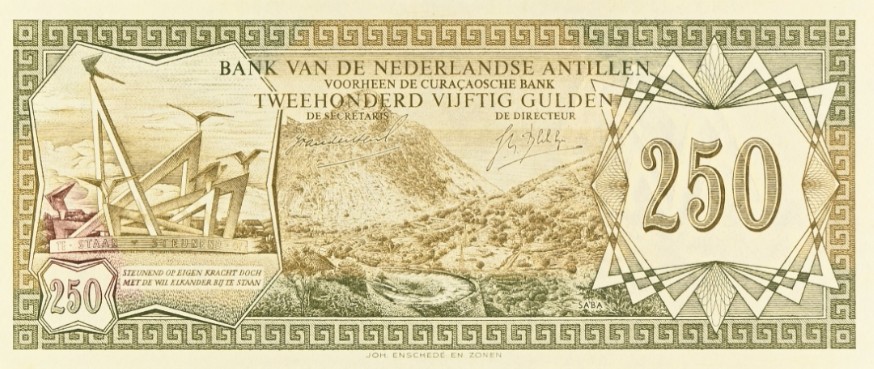 НИДЕРЛАНДСКИЕ АНТИЛЬСКИЕ ОСТРОВА 250 ГУЛЬДЕНОВ (PMG - GRADE 65) мини 3