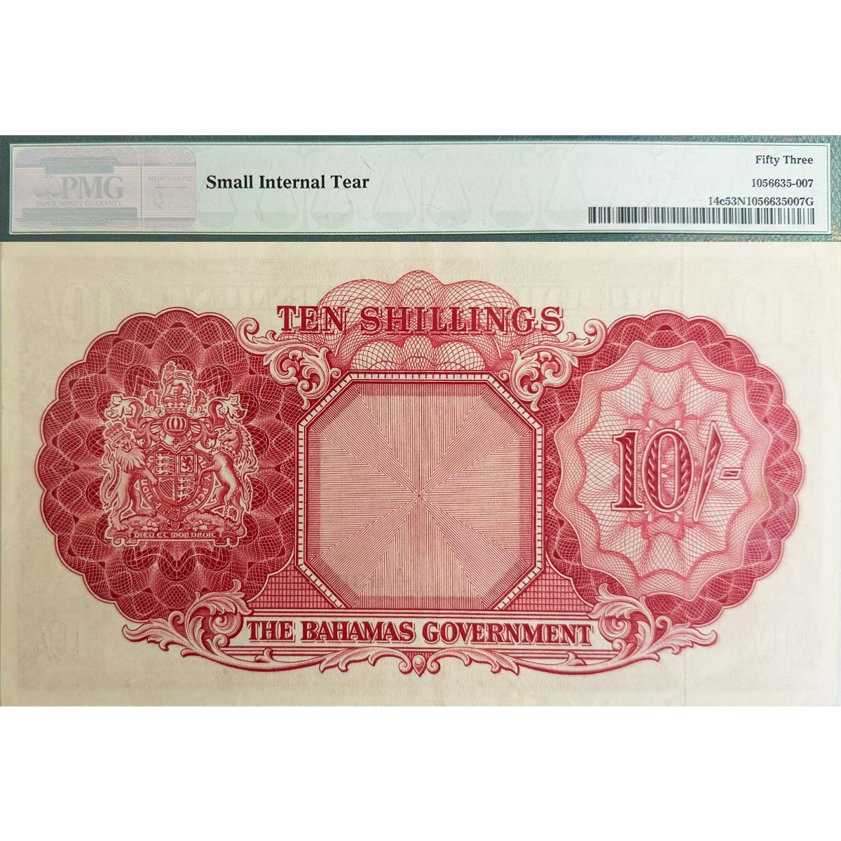 БАГАМСКИЕ ОСТРОВА 10 ШИЛЛИНГА (PMG - GRADE 53) мини 2