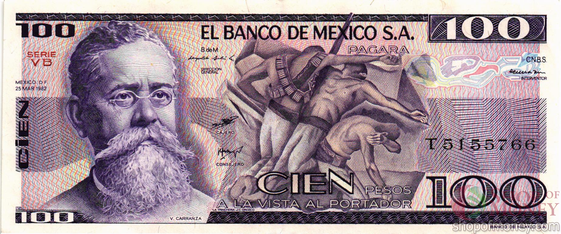 МЕКСИКА 100 ПЕСО (-VB- СЕРИЯ) мини 1