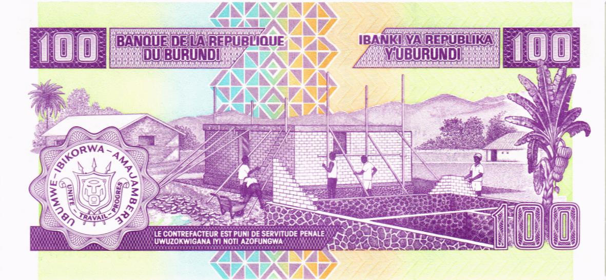 БУРУНДИ 100 ФРАНКОВ мини 2