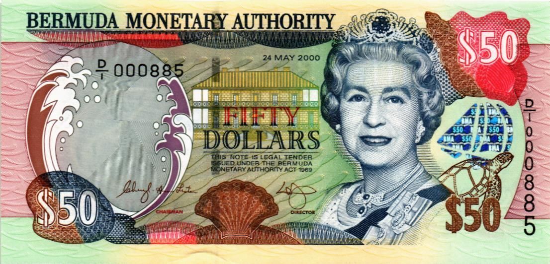 БЕРМУДСКИЕ ОСТРОВА 50 ДОЛЛАРОВ (НИЗКИЙ НОМЕР) мини 1