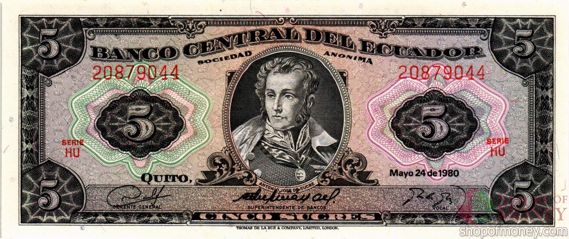 ЭКВАДОР 5 CУКРКЕ (24.05.1980) мини 1