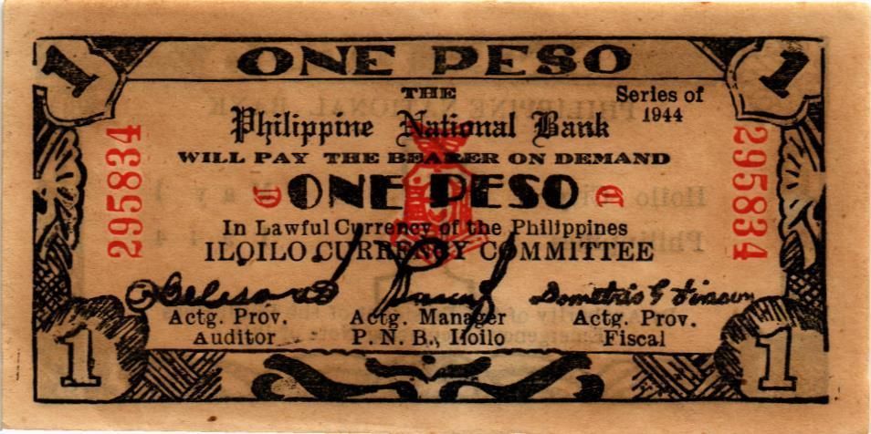 ФИЛИППИНЫ 1 ПЕСО "ТЕМНАЯ БУМАГА" (N113)