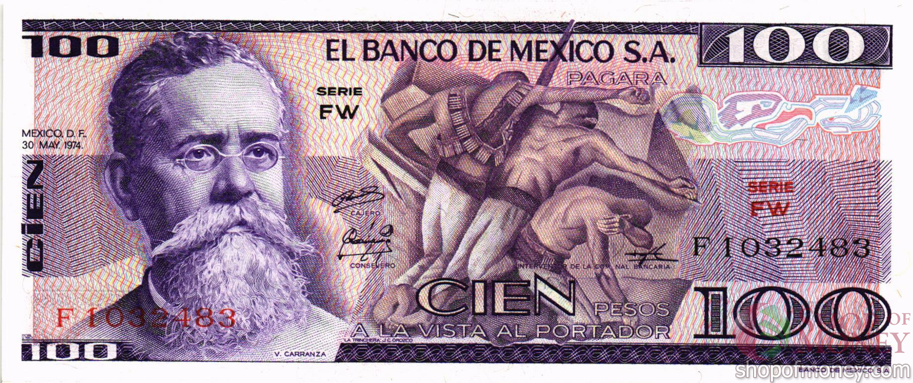 МЕКСИКА 100 ПЕСО (-FW- СЕРИЯ) мини 1
