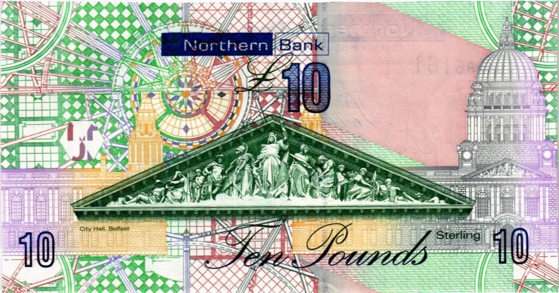 СЕВЕРНАЯ ИРЛАНДИЯ 10 ФУНТОВ (NORTHERN BANK) мини 2