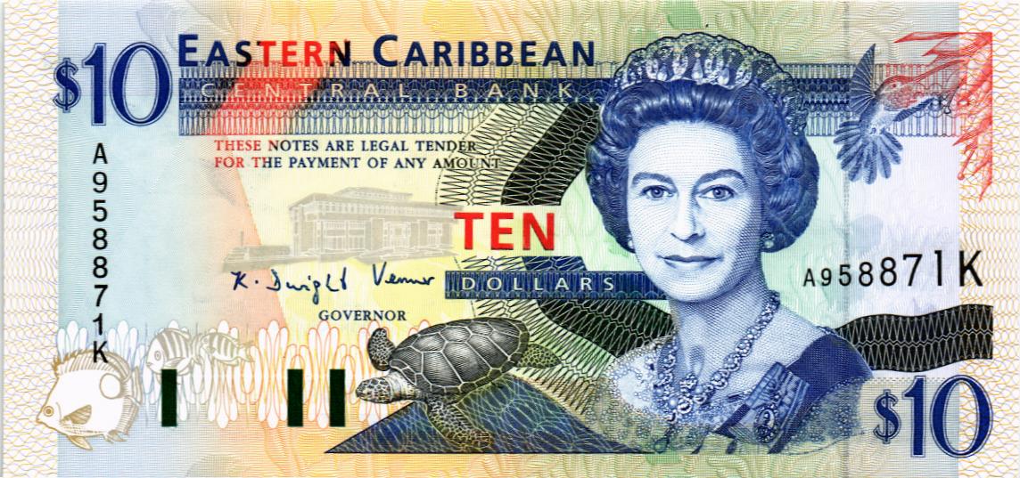 ВОСТОЧНЫЕ КАРИБЫ 10 ДОЛЛАРОВ (K - СЕНТ КИТС) мини 1