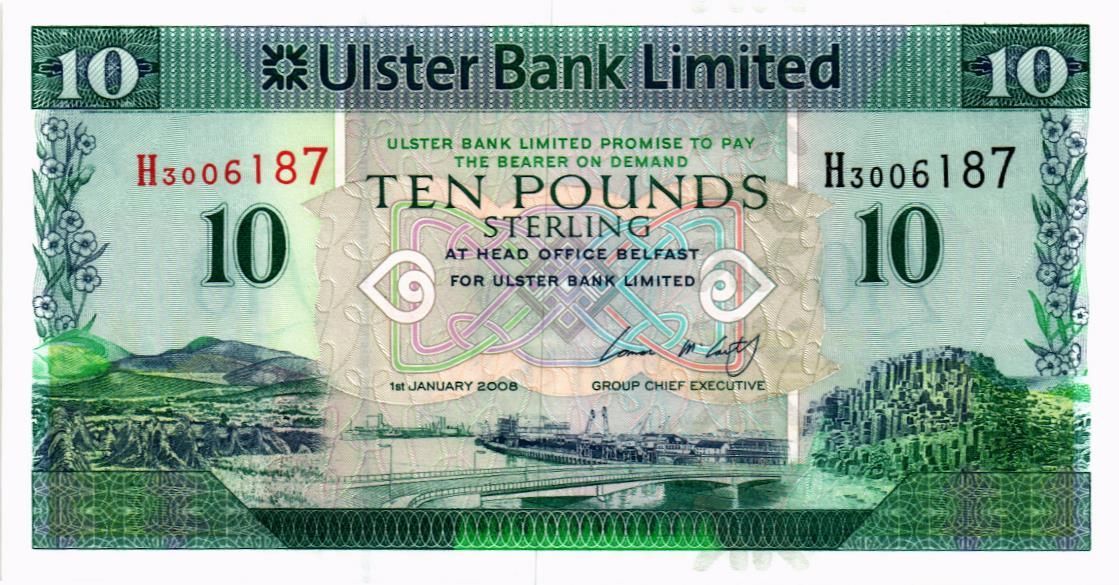 СЕВЕРНАЯ ИРЛАНДИЯ 10 ФУНТОВ (ULSTER BANK)