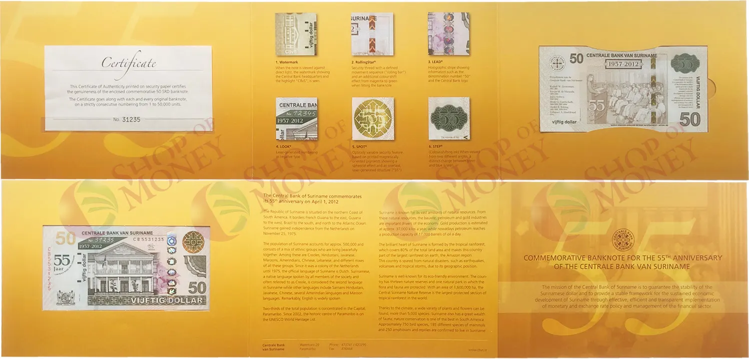 СУРИНАМ 50 ДОЛЛАРОВ (В БУКЛЕТЕ) мини 2
