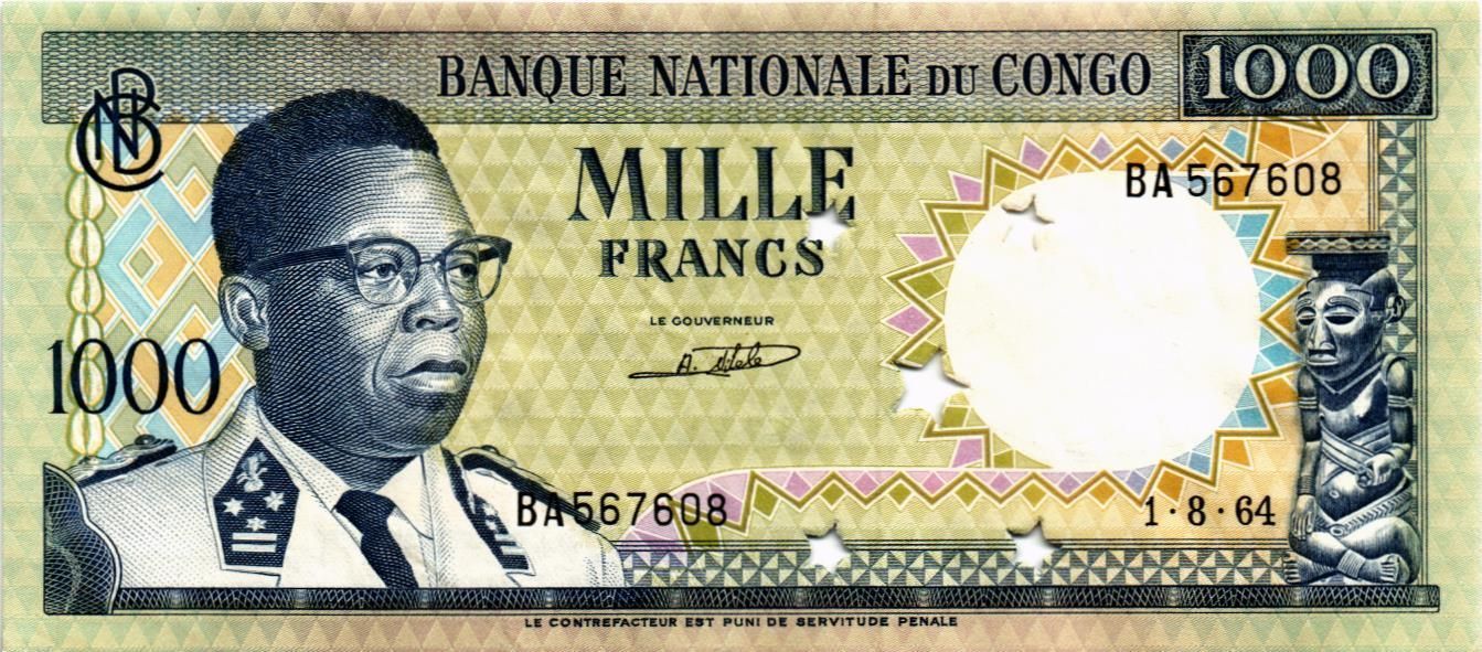 КОНГО 1000 ФРАНКОВ (ГАШЕНАЯ) мини 1