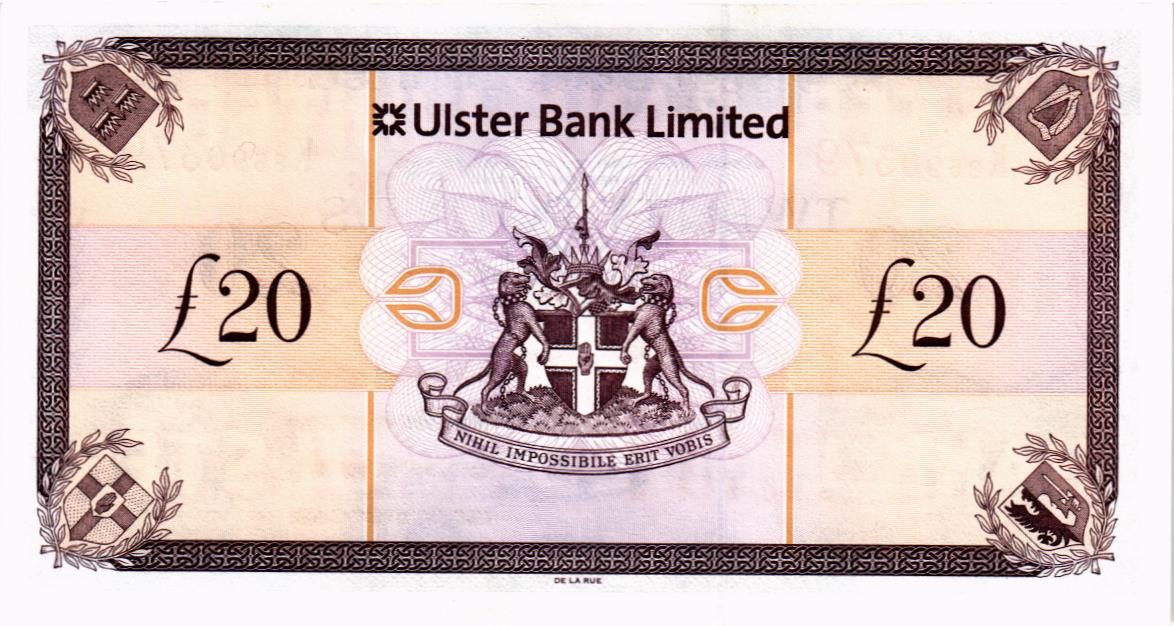 СЕВЕРНАЯ ИРЛАНДИЯ 20 ФУНТОВ (ULSTER BANK) мини 2
