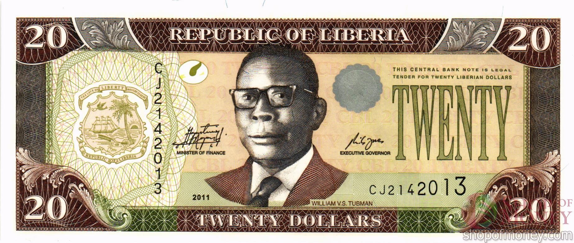 ЛИБЕРИЯ 20 ДОЛЛАРОВ