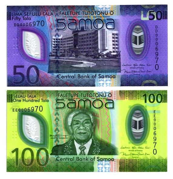 САМОА НАБОР 50-100 ТАЛА (ОДИНАКОВЫЙ СЕРИЙНЫЙ НОМЕР)