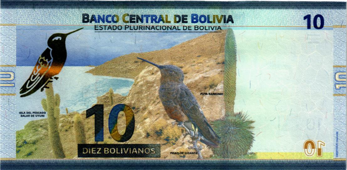 БОЛИВИЯ 10 БОЛИВИАНО мини 2
