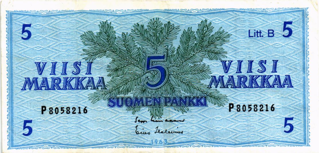 ФИНЛЯНДИЯ 5 МАРОК (Litt. B)