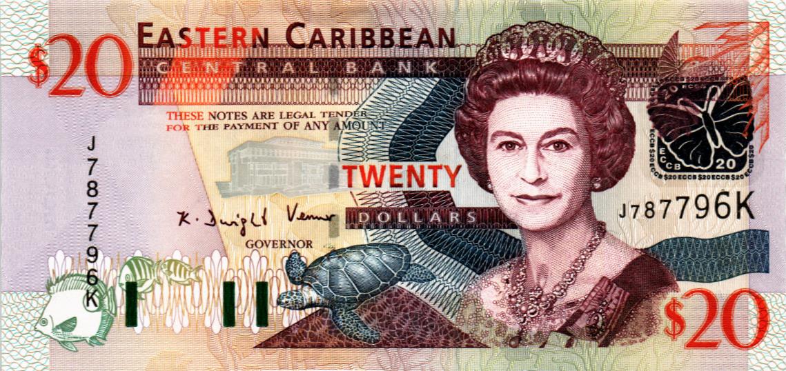 ВОСТОЧНЫЕ КАРИБЫ 20 ДОЛЛАРОВ (K - СЕНТ КИТС)