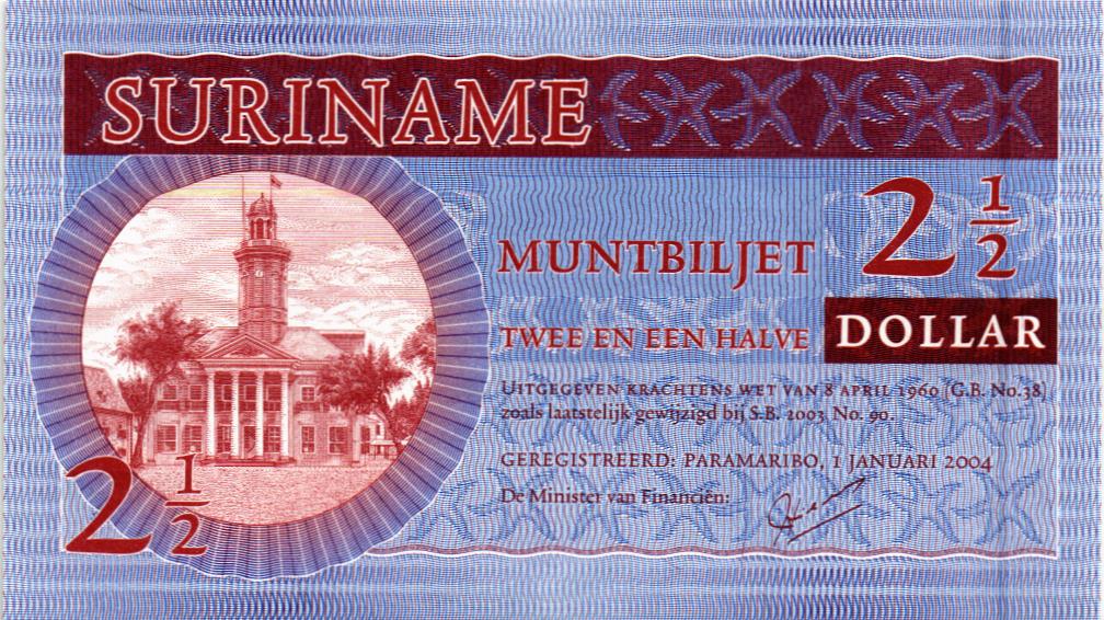 СУРИНАМ 2 1/2 ДОЛЛАРА мини 1
