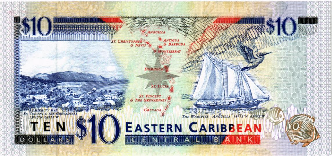 ВОСТОЧНЫЕ КАРИБЫ 10 ДОЛЛАРОВ (K - СЕНТ КИТС) мини 2