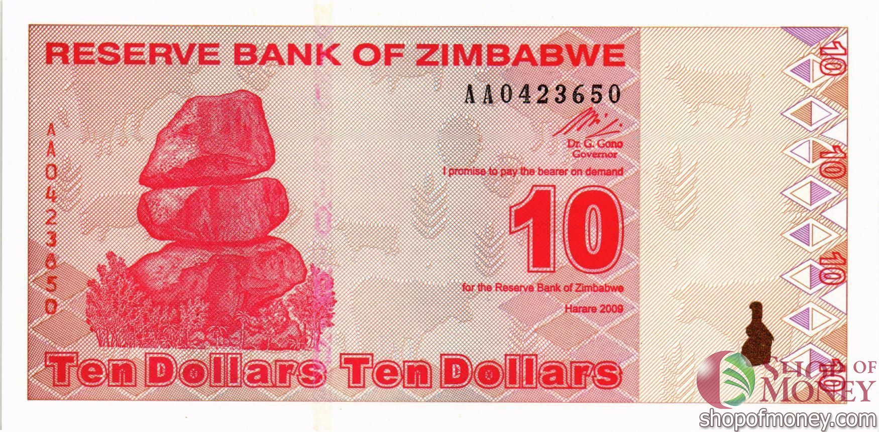 ЗИМБАБВЕ 10 ДОЛЛАРОВ