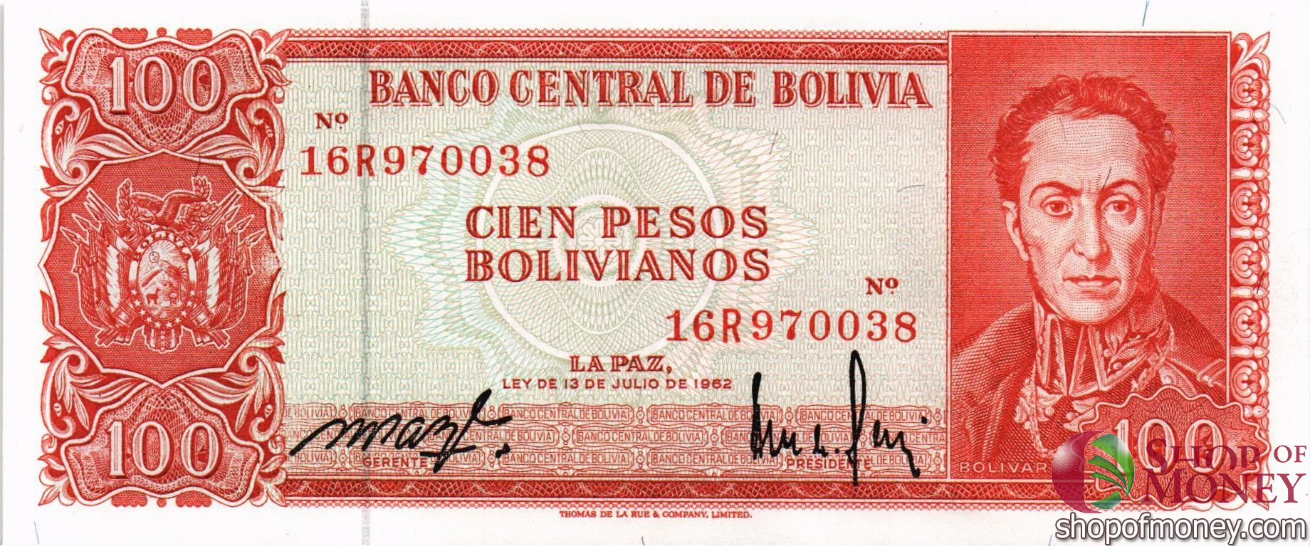 БОЛИВИЯ 100 БОЛИВИАНОС
