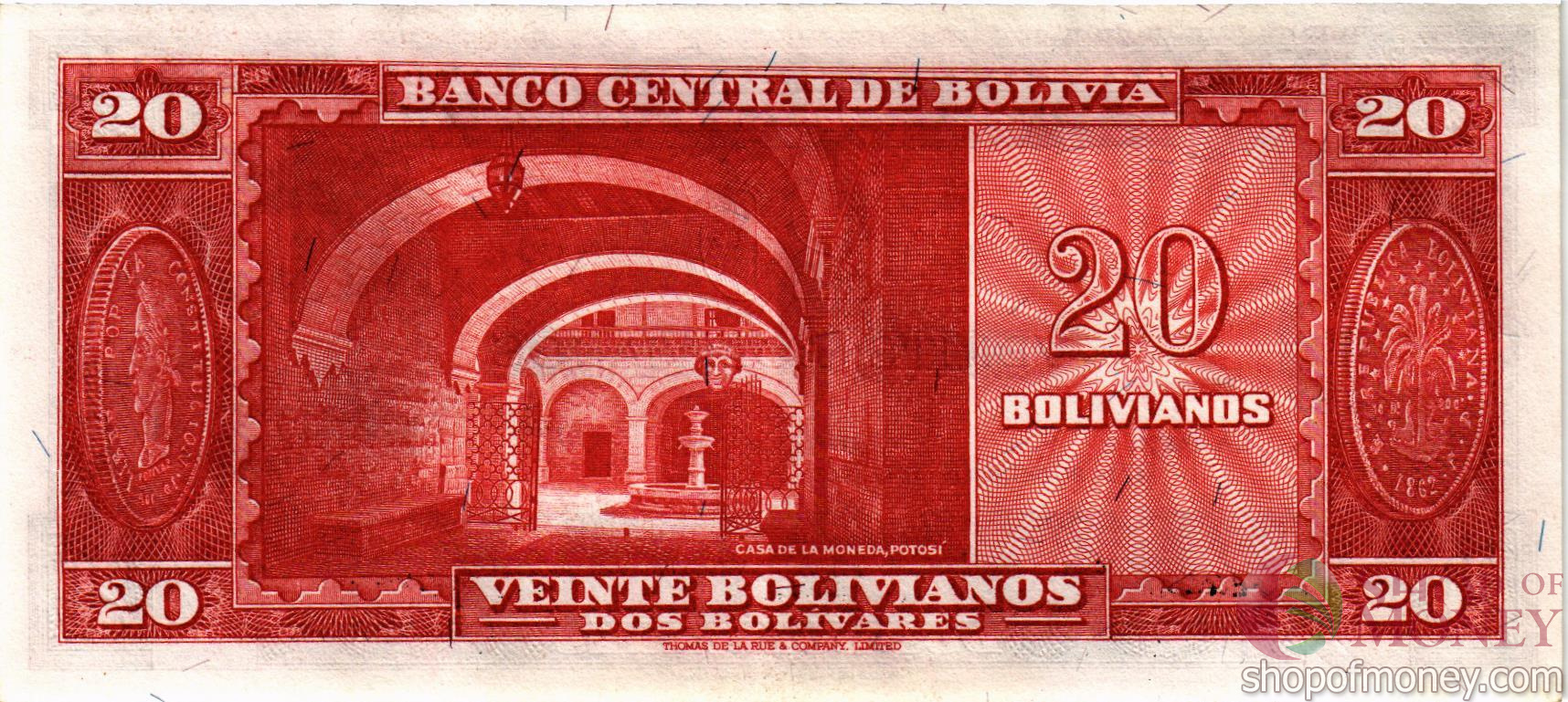 БОЛИВИЯ 20 БОЛИВИАНО мини 2