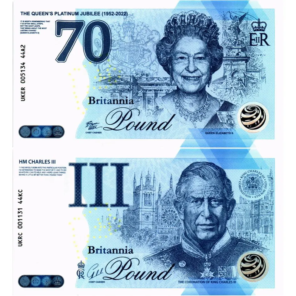 ВЕЛИКОБРИТАНИЯ/АНГЛИЯ НАБОР 1 ФУНТ (ЕЛИЗАВЕТА II и КАРЛ III) мини 1