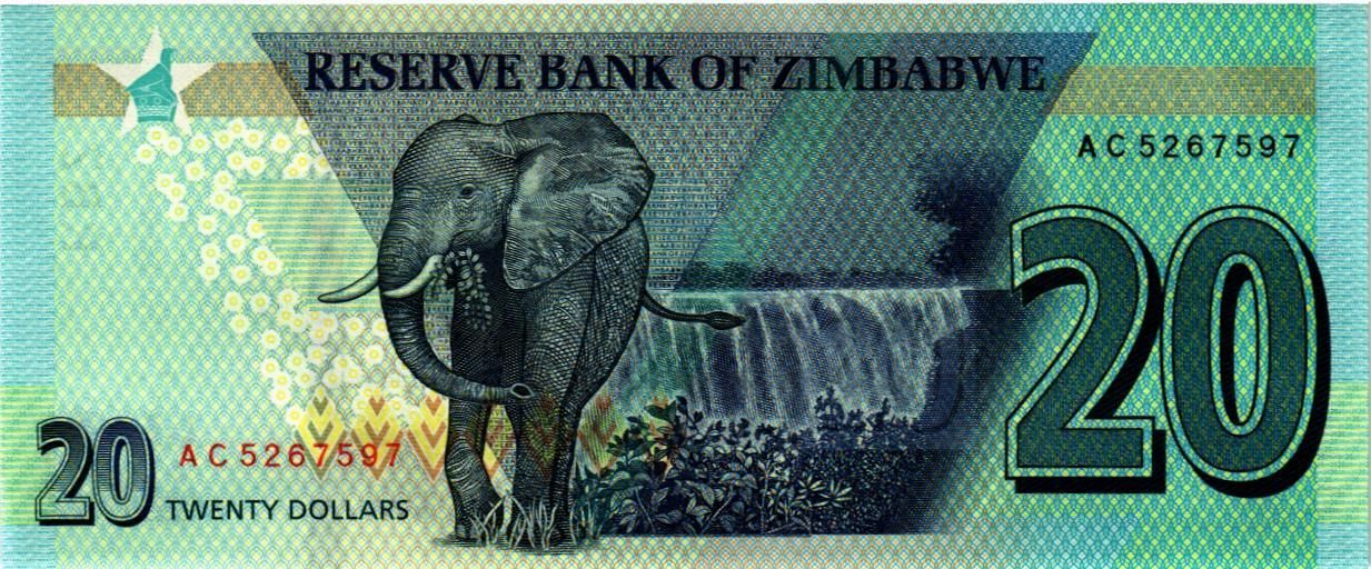 ЗИМБАБВЕ 20 ДОЛЛАРОВ мини 2