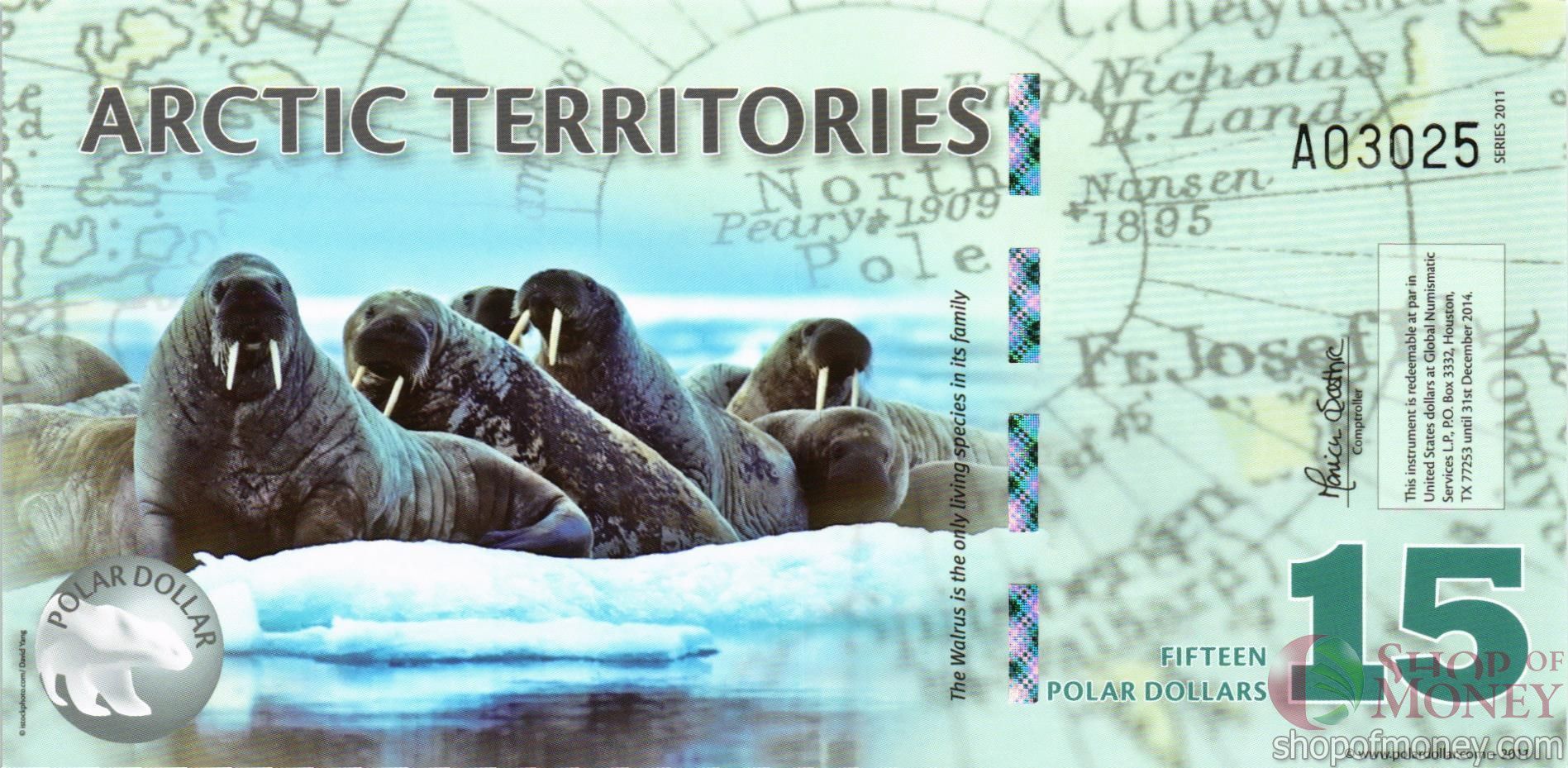 АРКТИЧЕСКИЕ ТЕРРИТОРИИ 15 ДОЛЛАРОВ мини 1