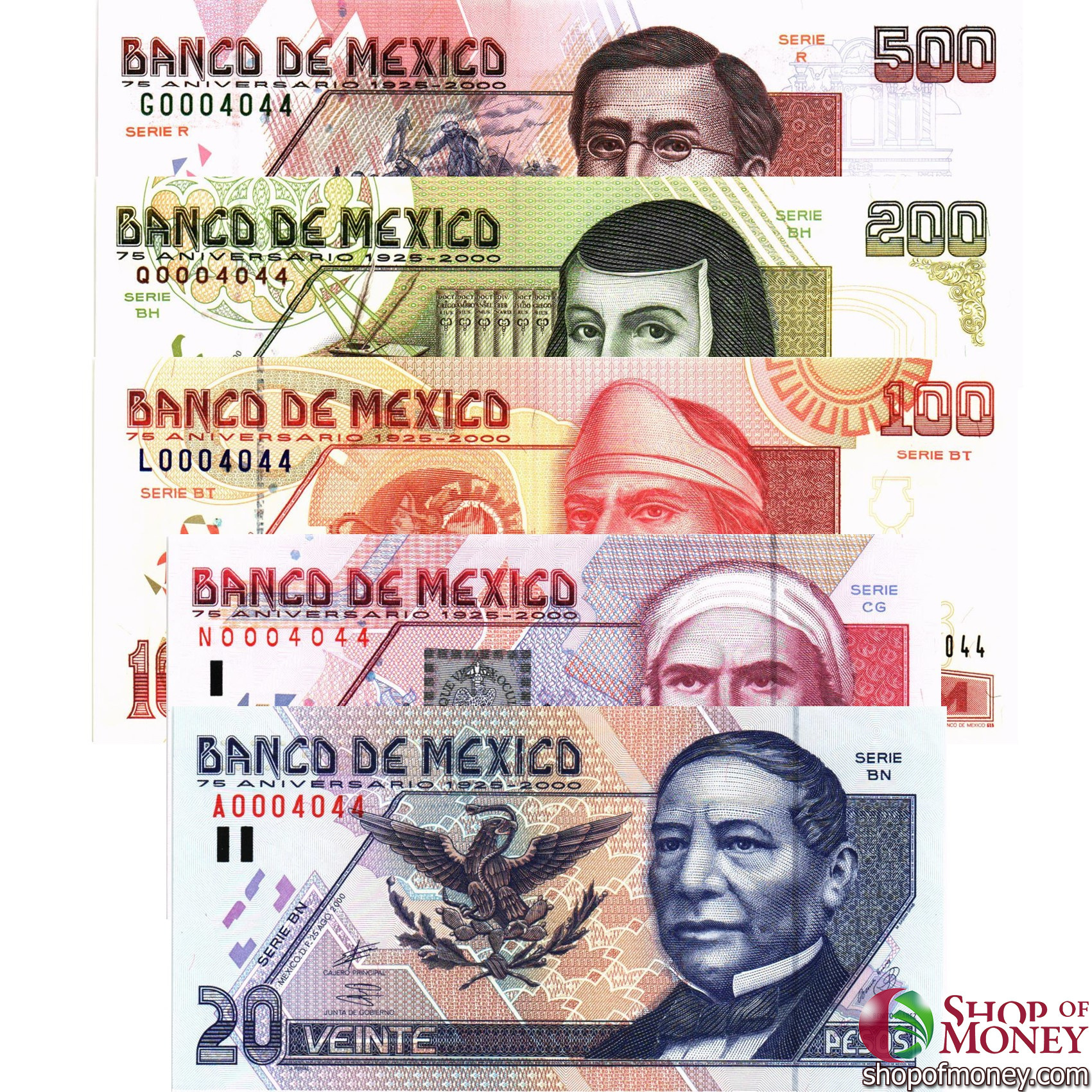 МЕКСИКА 500-200-100-50-20 ПЕСО мини 1